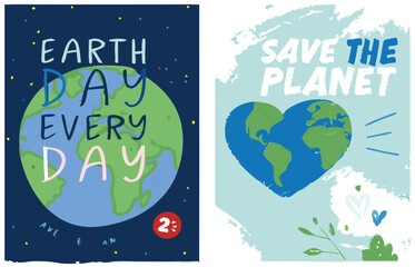 Happy Earth Day! Vector eco illustration for social poster, banner or card on the theme of saving the planet. Make everyday earth day