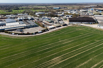  aerial view of Former RAF Pocklington . WW2 bomber Airfield now Wolds Gliding Club Pocklington