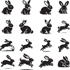 big collection of rabbit silhouette