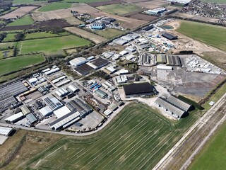  aerial view of Former RAF Pocklington . WW2 bomber Airfield now Wolds Gliding Club Pocklington