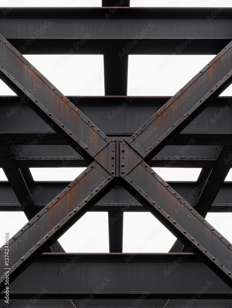 Poster close-up of a metal structure, which appears to be a part of a larger structure. the structure is ma