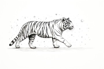 Obraz premium Tiger run wildlife drawing animal.