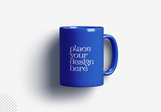 Ceramic Coffee Mug Mockup Flatlay Top View