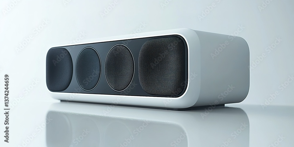 Aufkleber modern speaker design displayed in a minimalist style on a reflective surface enhancing the contempo