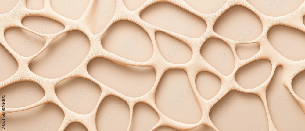 Poster close-up of a beige-colored surface with a repeating pattern of small, irregularly shaped holes. the