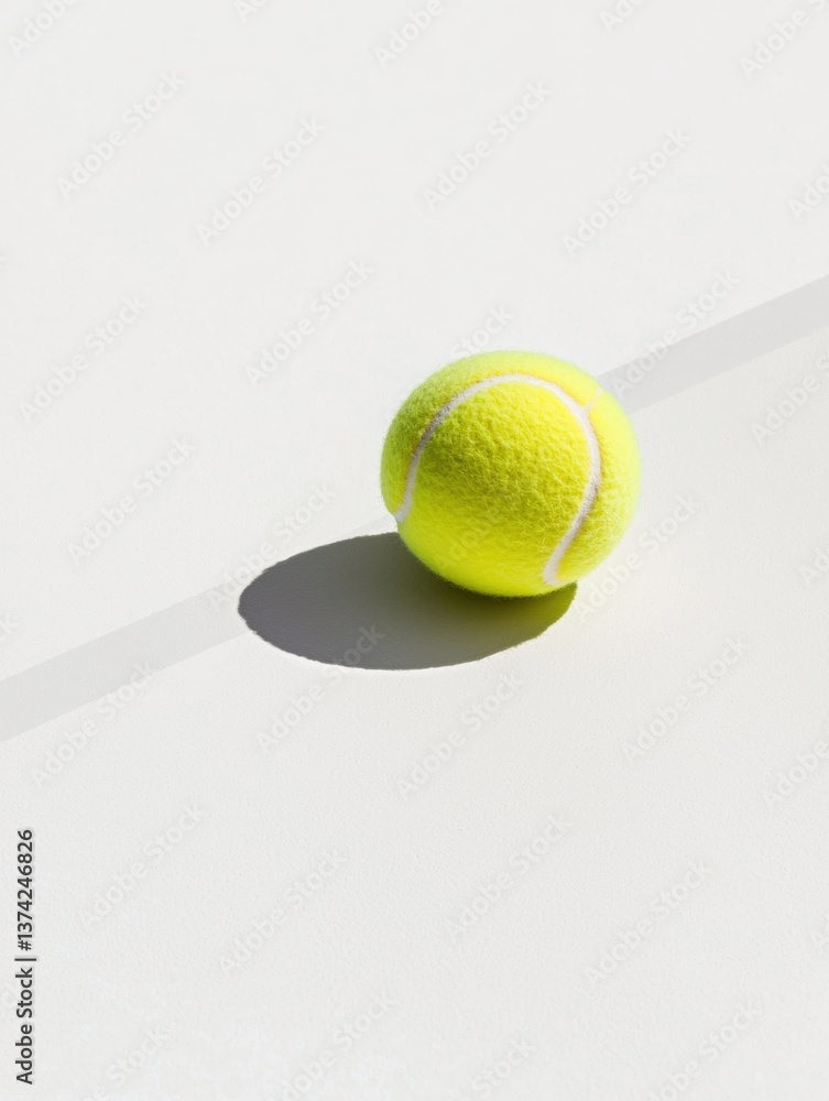 Poster close-up of a yellow tennis ball on a white background. the ball is in the center of the image and i