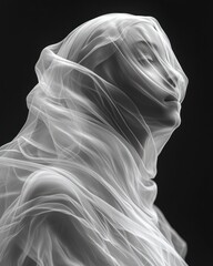Elegant Draped Fabric Sculpture Monochrome Image