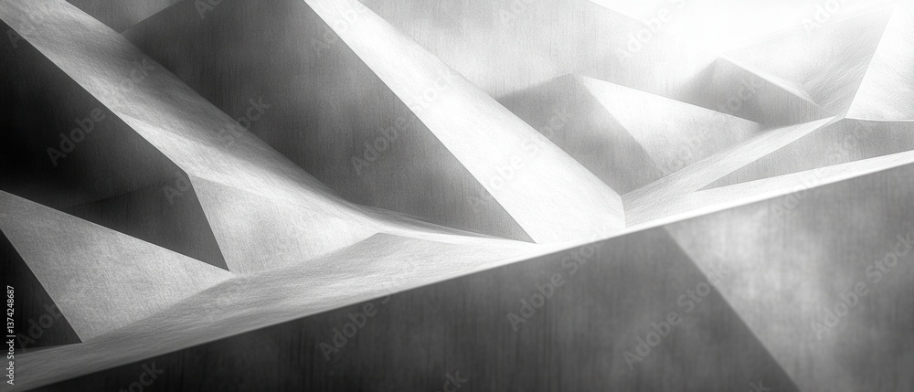 Aufkleber abstract geometric composition with dynamic light and shadow play in monochrome tones for modern des