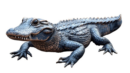 Obraz premium Alligator's Gaze: An alligator, captured in a striking pose, its reptilian form revealing intricate details and textures, presenting a sense of prehistoric grandeur.