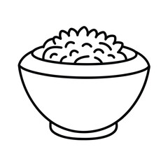 Simple Line Drawing of a Bowl of Cooked Rice