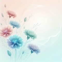 Delicate floral background. empty space in the middle. Mesh gradient cornflowers for graphic design.

