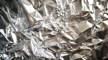 Crumpled aluminum foil texture. Generative AI