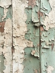 Obraz premium Weathered rustic wood paneling with peeling paint creating a textured surface and vintage aesthetic for backgrounds