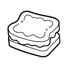 Simple Line Drawing of a Delicious Peanut Butter Sandwich