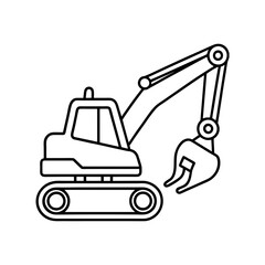 Excavator coloring page for kids  line art illustration