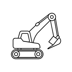 Excavator coloring page for kids  line art illustration
