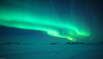 Naklejka premium Northern Lights Illuminating Arctic Landscape at Night, Northern landscapes 