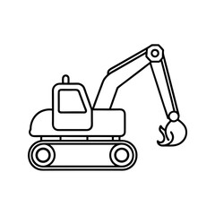 Excavator coloring page for kids  line art illustration