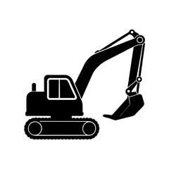 Excavator silhouette vector illustration.