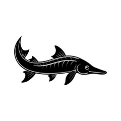 Fototapeta premium Extinct animal Chinese paddlefish silhouette vector