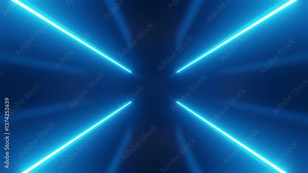 Aufkleber abstract seamless looped animation of neon light line rush towards, lasers and lines moving forward 