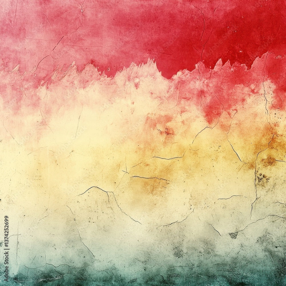 Poster distressed wall with vibrant color gradient creating a textured backdrop for artistic expression