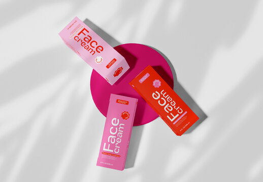 Face Cream Box Packaging Mockup with Shadow