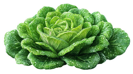 Obraz premium Crisp and Vibrant Lettuce: a close-up shot showcasing a healthy, vibrant head of fresh, green lettuce with visible water droplets, a refreshing symbol of healthy eating and natural goodness.