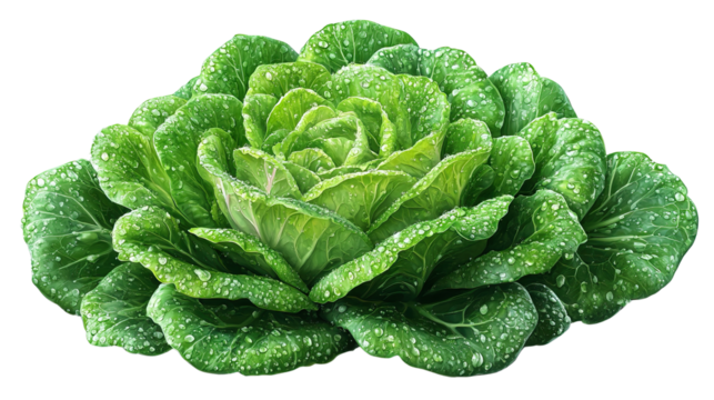 Crisp and Vibrant Lettuce: a close-up shot showcasing a healthy, vibrant head of fresh, green lettuce with visible water droplets, a refreshing symbol of healthy eating and natural goodness.