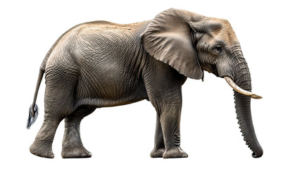 Fototapeta premium Majestic Presence: An African elephant showcasing its impressive size, textured skin, and distinctive tusks. A symbol of strength and wisdom, evoking the vastness of the African savanna.