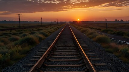 Obraz premium A railway track stretching into the horizon