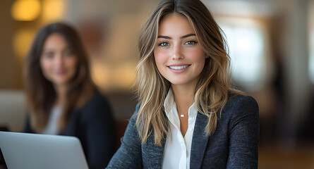 Professional women collaborative workplace environment with modern office setup,
corporate team focused female professionals in a contemporary business setting. Concept of business, people, workplace.