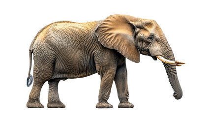 Obraz premium Majestic Elephant: A powerful African elephant stands proudly, showcasing its impressive tusks, massive size, and textured skin in a stunning portrait. 