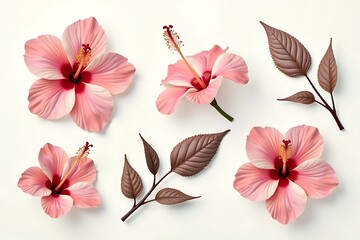 pink flowers on white background