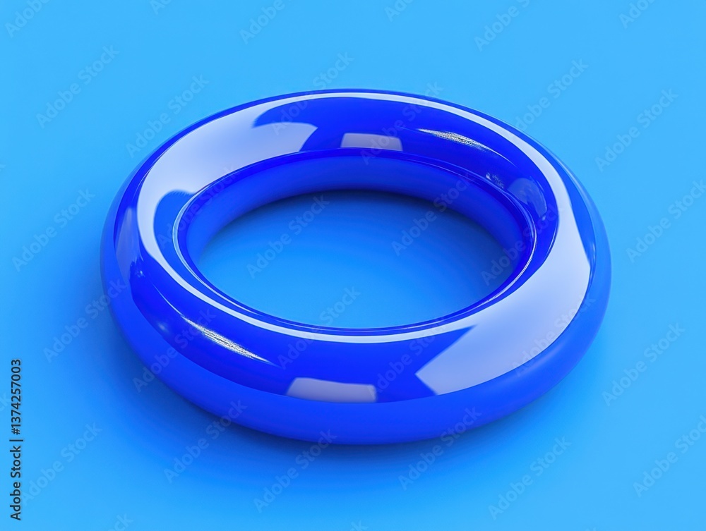 Poster minimalist blue torus shape on a blue background creates a modern and clean visual with geometric fo