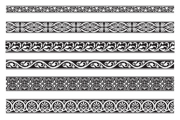Set of decorative floral seamless ornamental border - Vector modular