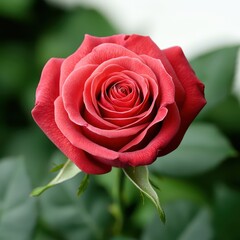 Blooming red rose close-up botanical garden nature photography serene environment eye-level beauty concept