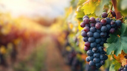 Fototapeta premium Autumn harvest of ripe fruits by farmer in orchard vibrant vineyard close-up natural landscape