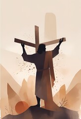 The Passion of Christ Minimalist Watercolor Illustration of Sacrifice, Faith, and Easter Redemption