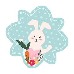 Cute Easter Bunny Gift Tags and Labels Flat Illustration
