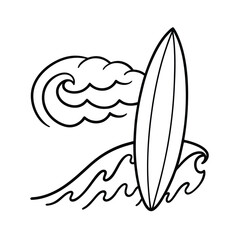 Surfboard Ocean Wave Summer Beach Coastal Design Art Graphic