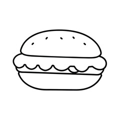 Simple Line Drawing of a Delicious Hamburger Icon