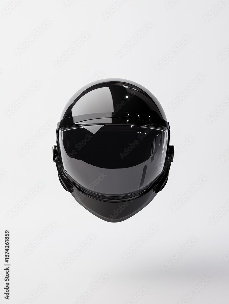 Aufkleber 3d rendering of a black helmet. the helmet is in the center of the image and is facing towards the l