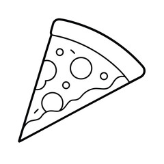 Delicious Single Pizza Slice, Line Art, Simple Design, Food Illustration