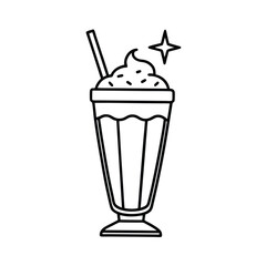 Delicious Creamy Milkshake Dessert Drink with Whipped Cream Straw