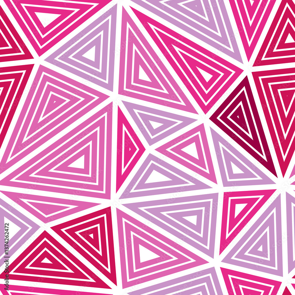 Poster triangles pattern. big shape size. multiple repeated inner triangles. multiple colors style. repeata