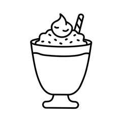 Delicious Creamy Dessert Parfait with Whipped Cream and Straw