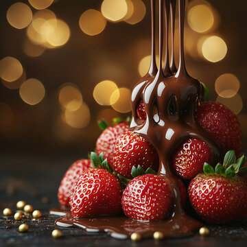 cascade de chocolat sur fraises,