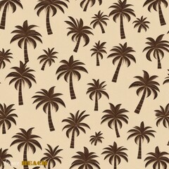 palm tree hat icon pattern repetition background in a sepia paper to be use as a packaging element