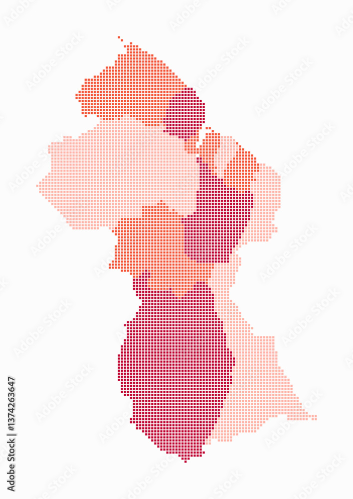 Aufkleber guyana dotted map. digital style map of the country on white background. guyana shape with square do